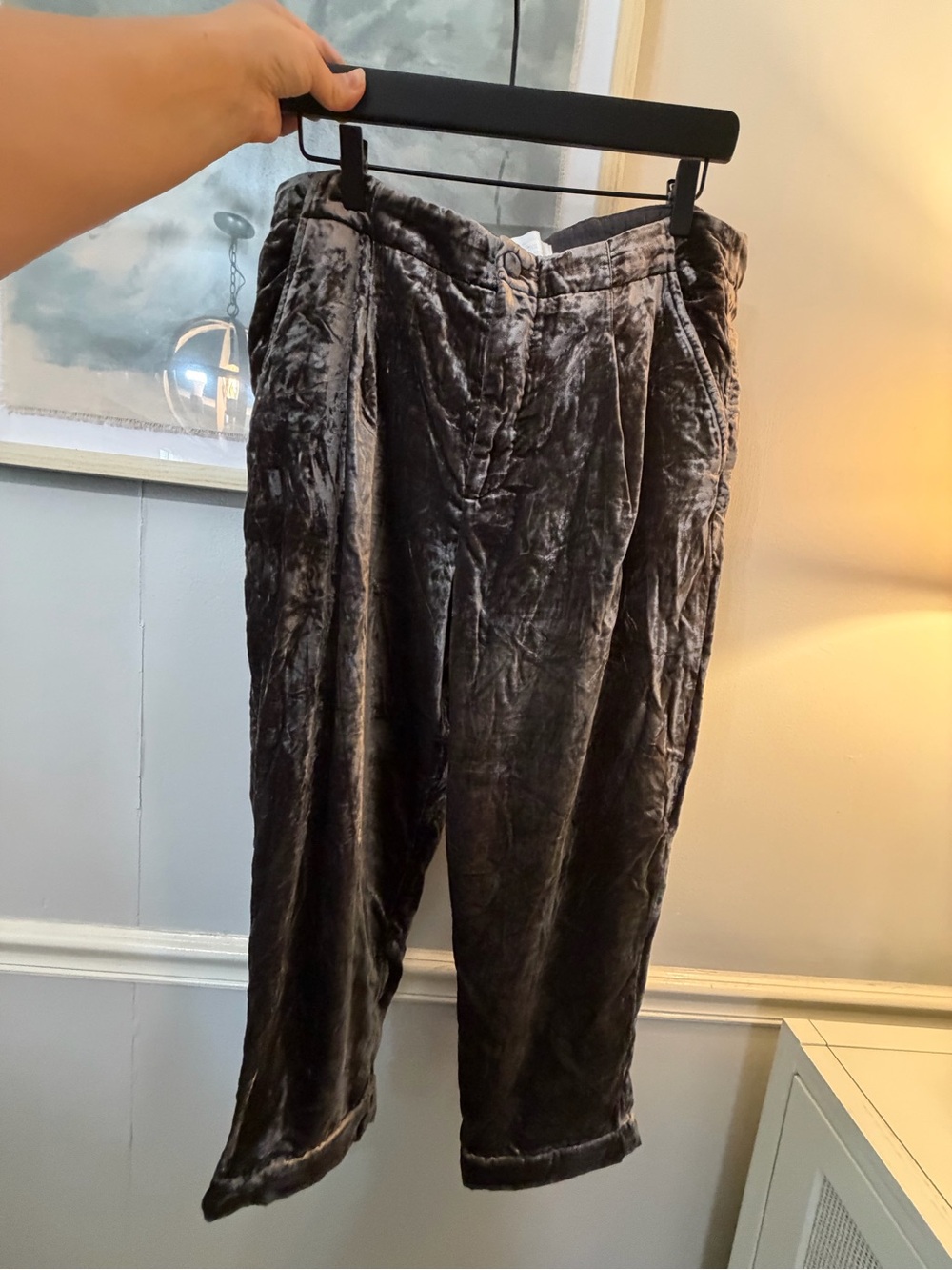 Anthropologie ett:twa Velvet Pants in Charcoal